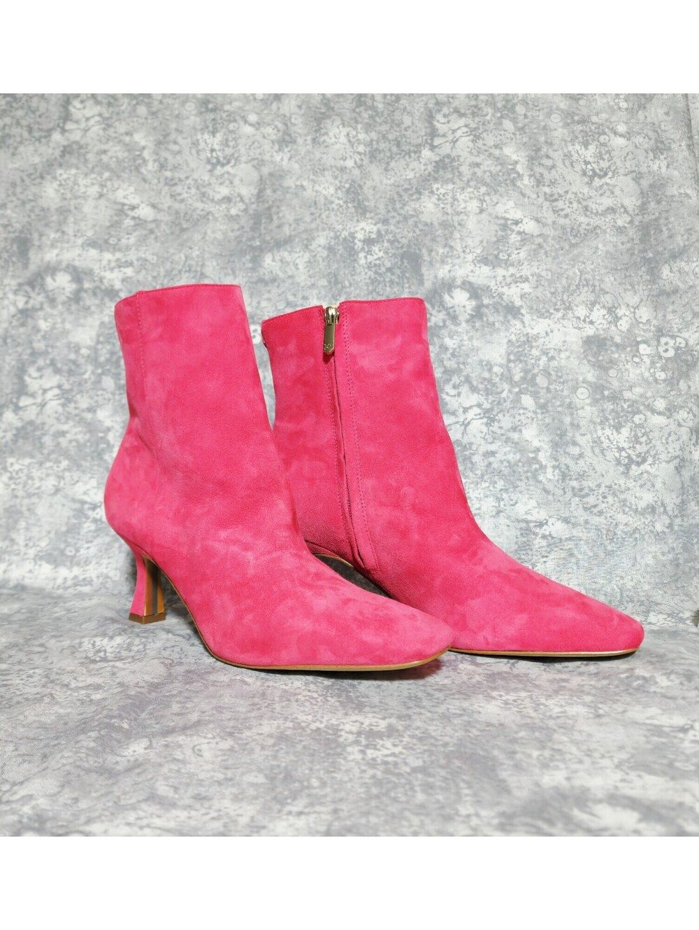 Indie Sleeze Y2K Fuschia Size 9 Suede Tall Ankle Boots Flared Kitten Heel